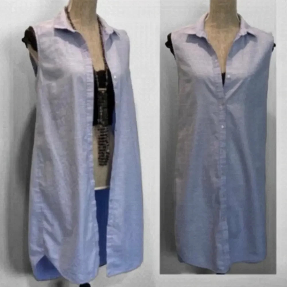 H&M Blue Button Down Tunic Dress Medium​​​ - Picture 4 of 15
